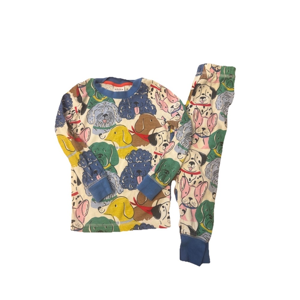 Kids Unisex MINI BODEN Size 4 Pajama Set- L/S- 100% Cotton- Snug- Colorful Dogs